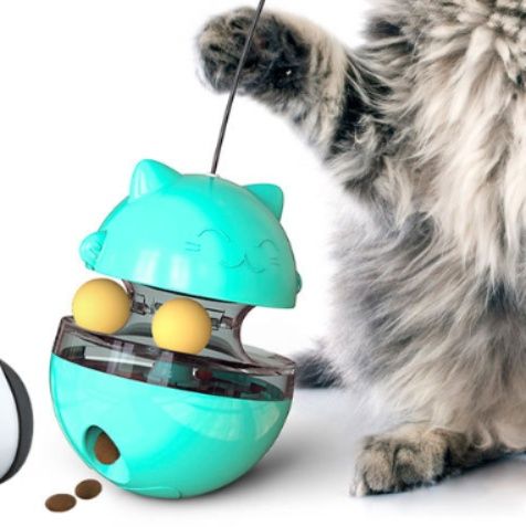 猫 おもちゃ 猫用二重軌道だるま餌入れ　知育玩具
