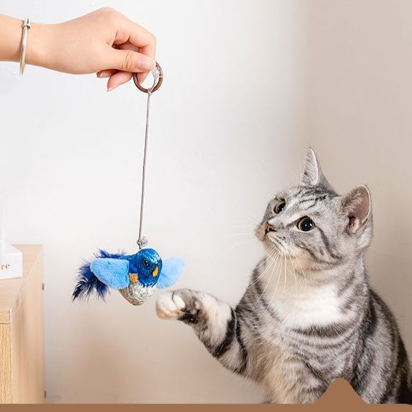 猫 おもちゃ 本物そっくり鳴き声付き小鳥のぬいぐるみ