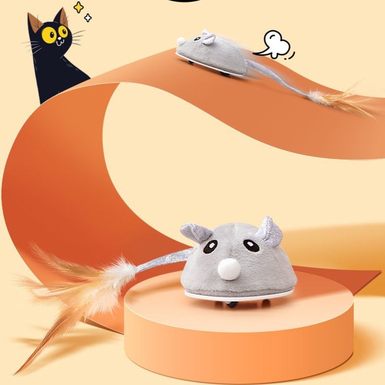 猫 おもちゃ 羽根付きふわふわぬいぐるみネズミ