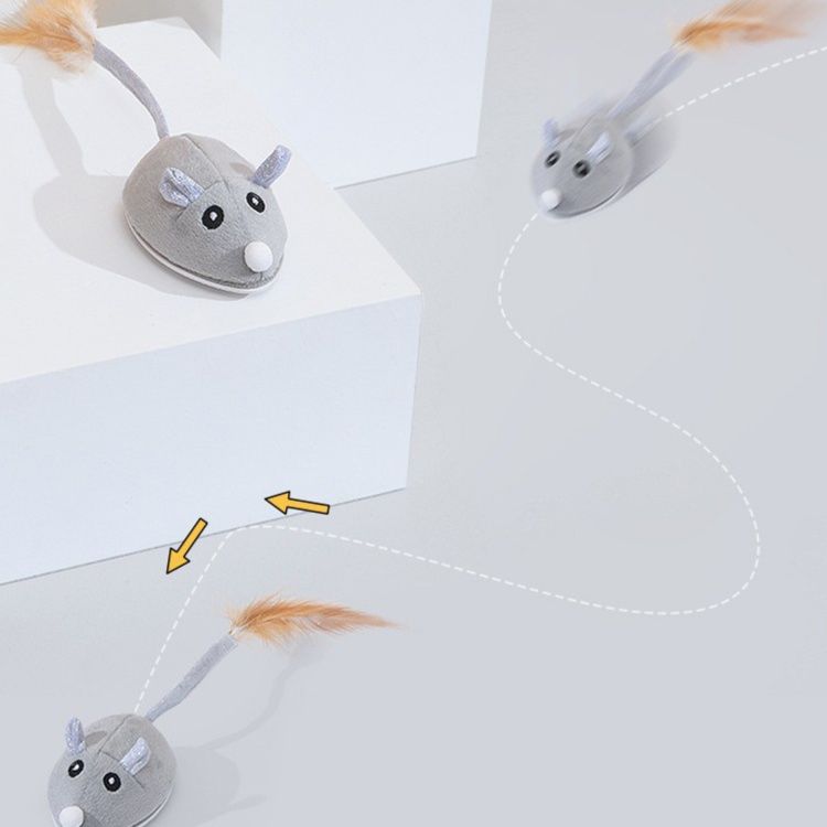 猫 おもちゃ 羽根付きふわふわぬいぐるみネズミ