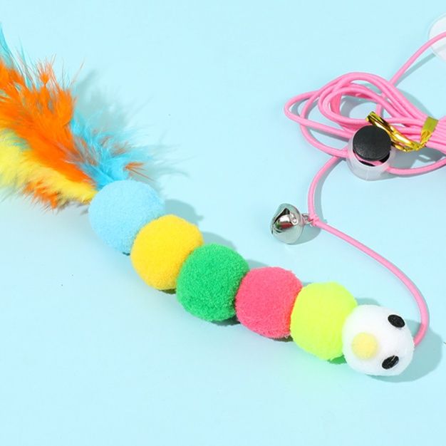 猫 おもちゃ 弾性ロープ式吊り下げ芋虫じゃらし