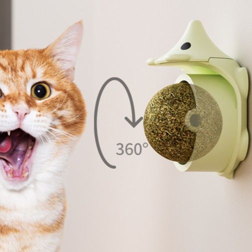 猫 おもちゃ はりねずみ型回転式猫用歯磨き知育玩具