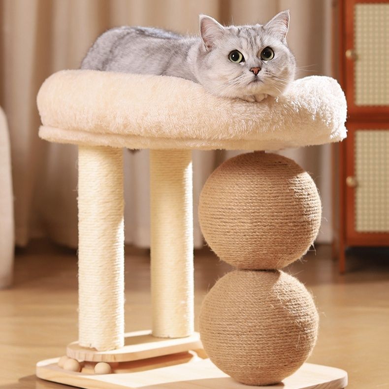 猫 おもちゃ 麻縄ボール付き爪とぎタワー休憩台