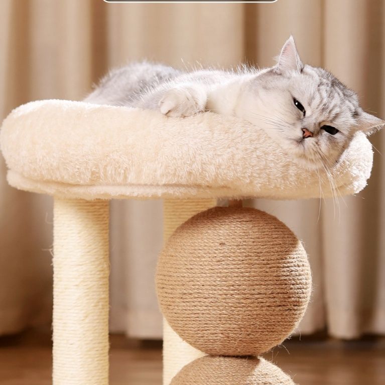 猫 おもちゃ 麻縄ボール付き爪とぎタワー休憩台