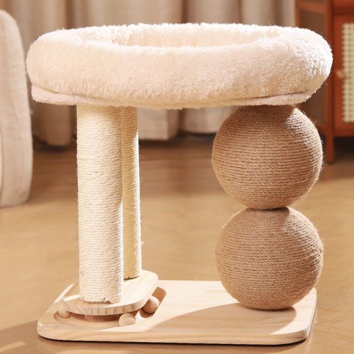 猫 おもちゃ 麻縄ボール付き爪とぎタワー休憩台