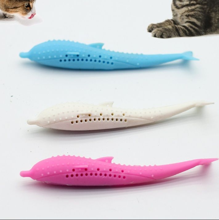猫 おもちゃ またたび入り魚型柔軟素材噛み噛み知育玩具