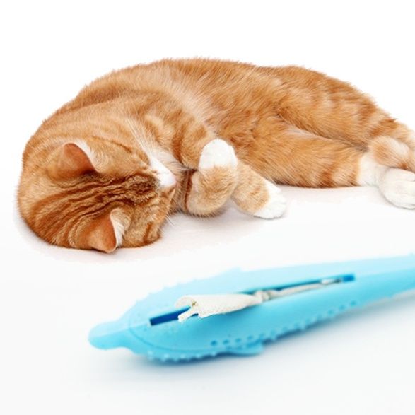 猫 おもちゃ またたび入り魚型柔軟素材噛み噛み知育玩具