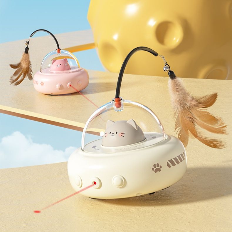 猫 おもちゃ 自動回転羽根付き電動猫じゃらし玩具