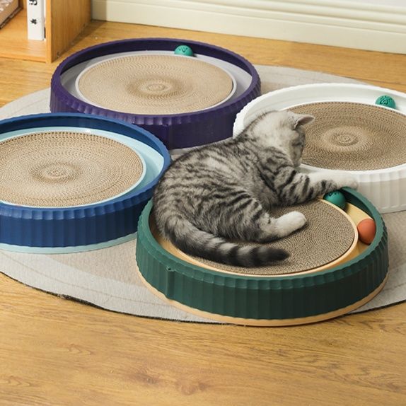 猫 おもちゃ 回転ボール付き爪とぎ円形多機能遊び場