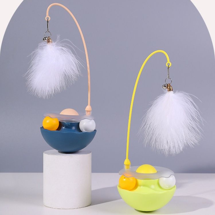 猫 おもちゃ 不倒翁式羽毛玉猫じゃらし鈴付き
