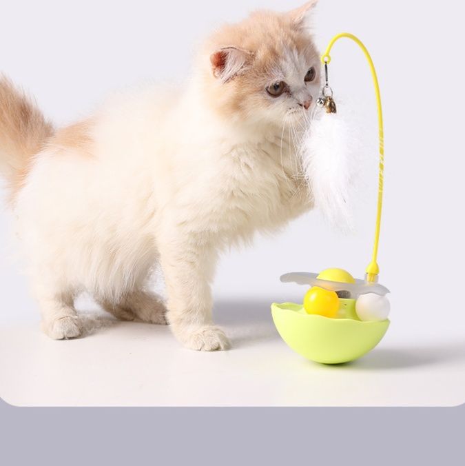 猫 おもちゃ 不倒翁式羽毛玉猫じゃらし鈴付き
