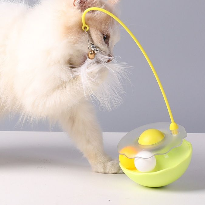 猫 おもちゃ 不倒翁式羽毛玉猫じゃらし鈴付き