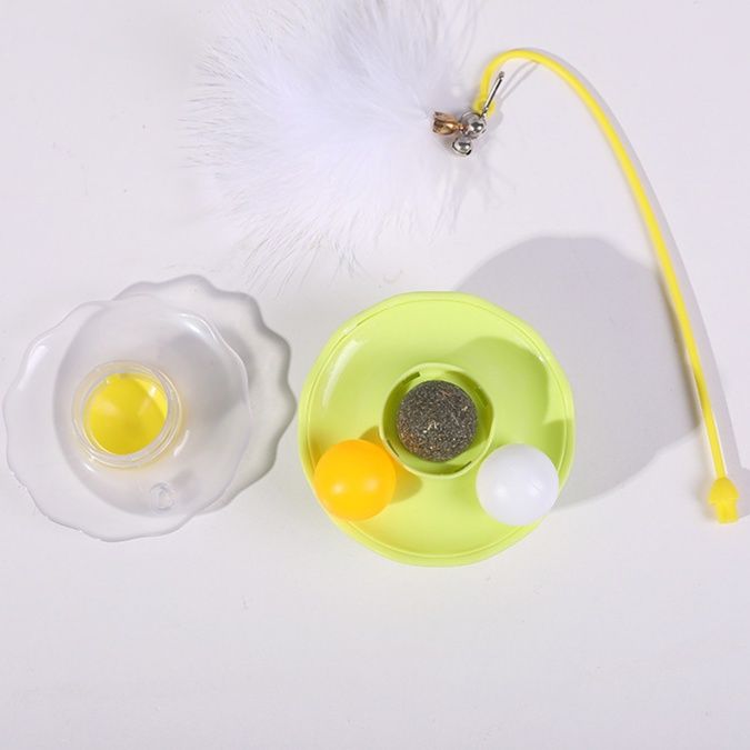 猫 おもちゃ 不倒翁式羽毛玉猫じゃらし鈴付き