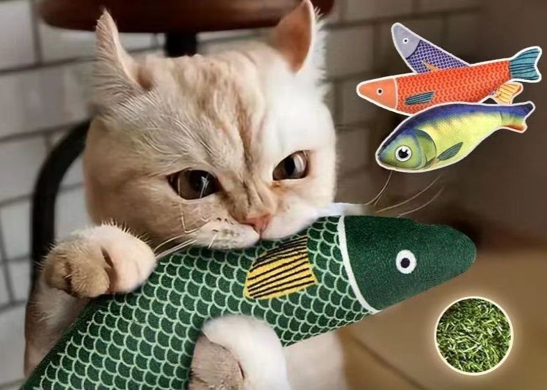 猫 おもちゃ またたび入り魚型抱き枕ぬいぐるみ