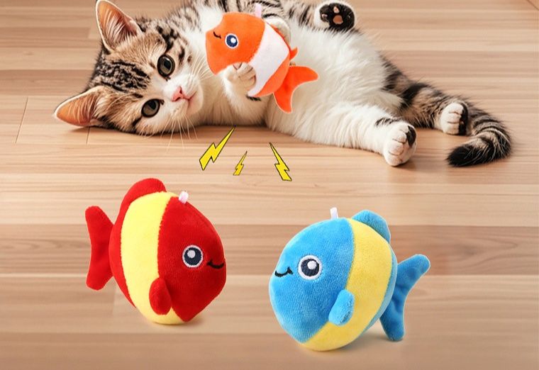 猫 おもちゃ 猫用発声ぬいぐるみ魚おもちゃ蹴りぐるみ
