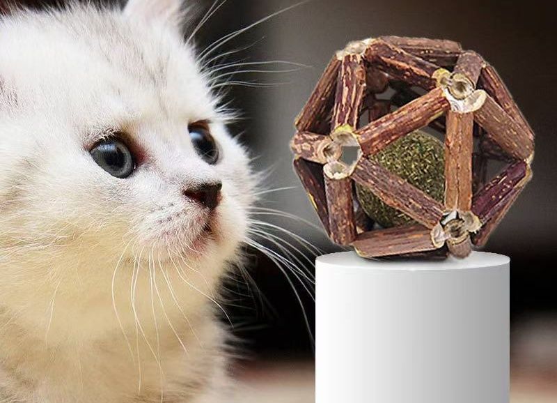猫 おもちゃ またたび枝編み玉 猫用歯磨きおもちゃボール