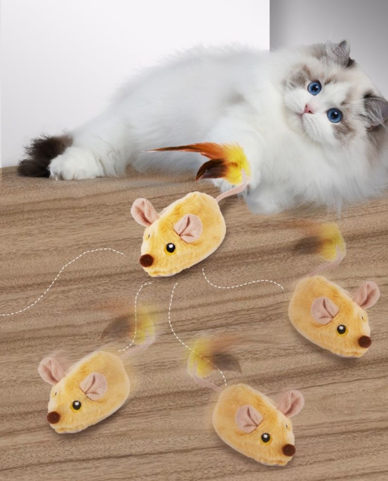 猫 おもちゃ 自動感知で動くふわふわネズミ