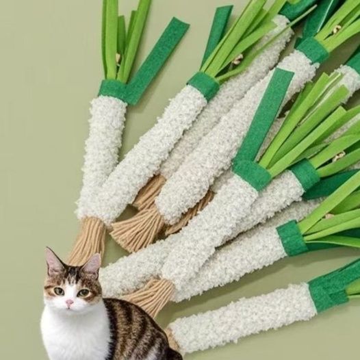 猫用ネギ型歯磨きおもちゃ もふもふかじかじスティック