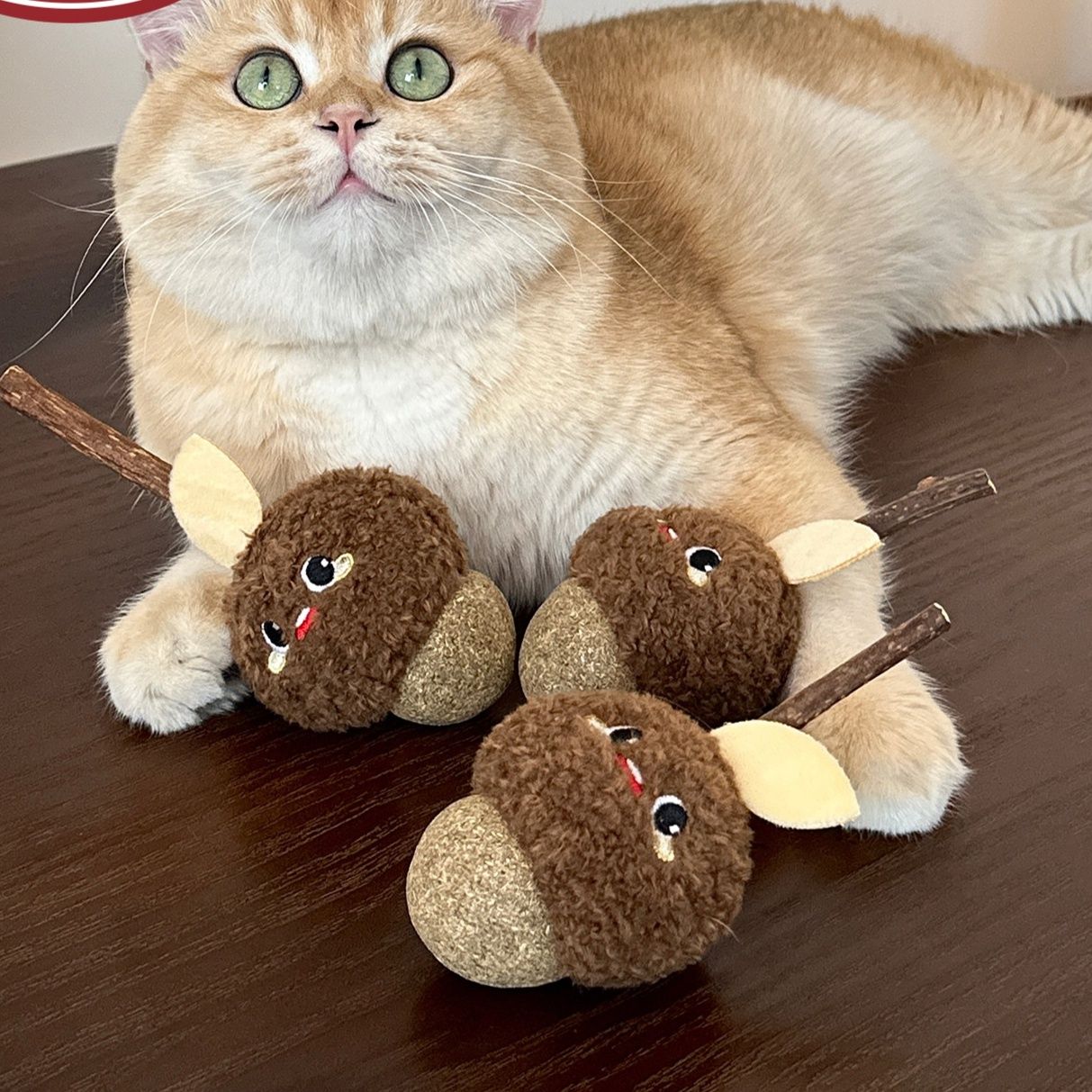 どんぐりマウス またたびボール付き猫用おもちゃ