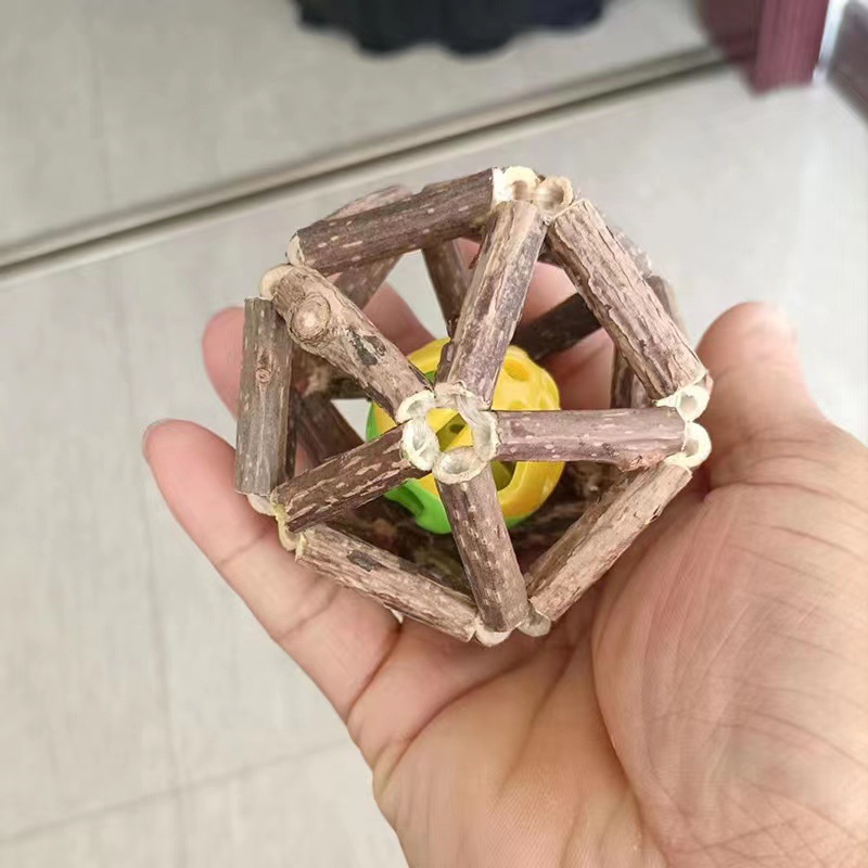 猫 おもちゃ 天然木蔦編みボール型歯磨きおもちゃ