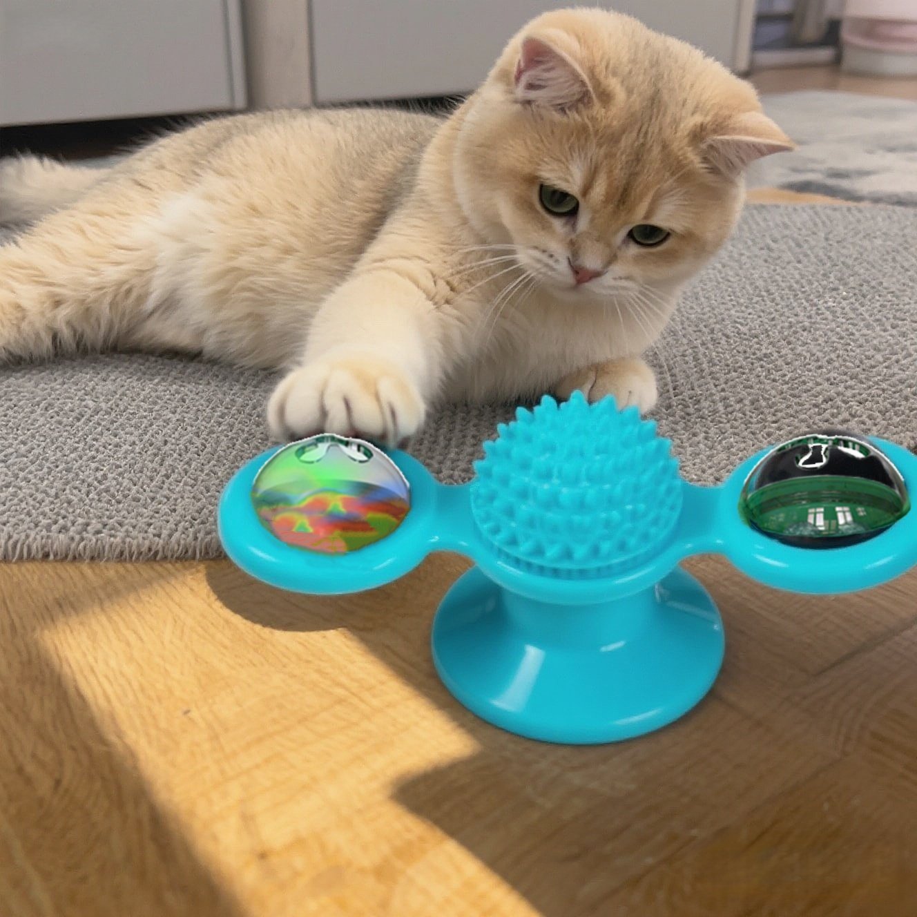 猫 おもちゃ 回転風車型三連ボール猫用知育玩具