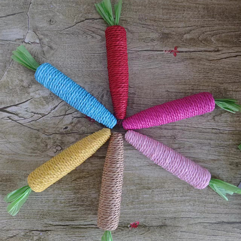 猫 おもちゃ 人参型ロープ編み込み 歯磨きおもちゃ