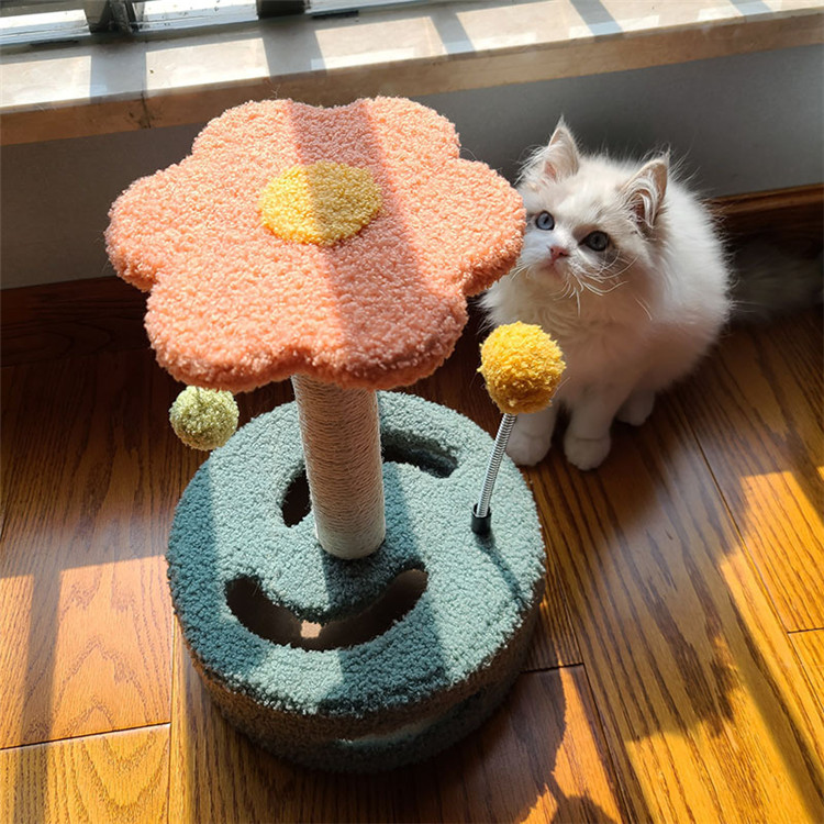 猫 おもちゃ 花型 知育玩具 猫用 爪とぎ タワー サイザル麻製