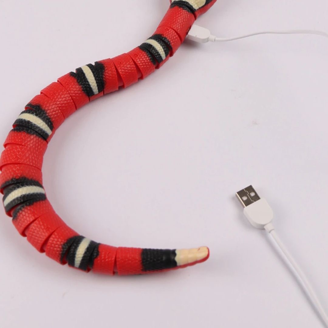 猫 おもちゃ 電動ヘビ型猫じゃらし 珊瑚蛇モチーフ 自動で動く猫用玩具