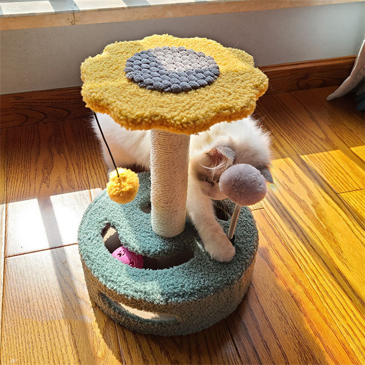 猫 おもちゃ 花型 知育玩具 猫用 爪とぎ タワー サイザル麻製