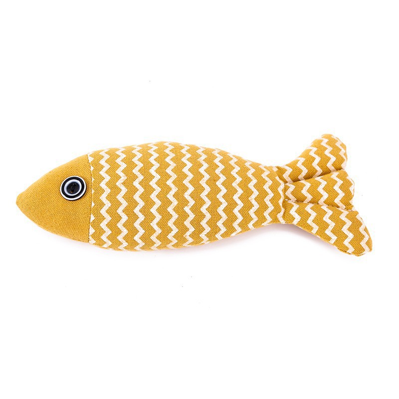 猫 おもちゃ 波模様の魚型またたびおもちゃぬいぐるみ