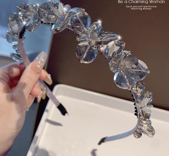 結婚式お呼ばれドレス きらきら水晶風カチューシャ ヘアバンド