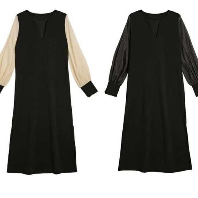 結婚式お呼ばれドレス エレガント袖付きワンピース