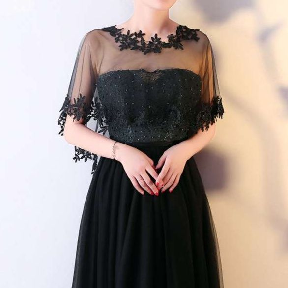 結婚式お呼ばれドレス  レース刺繍シースルーボレロ
