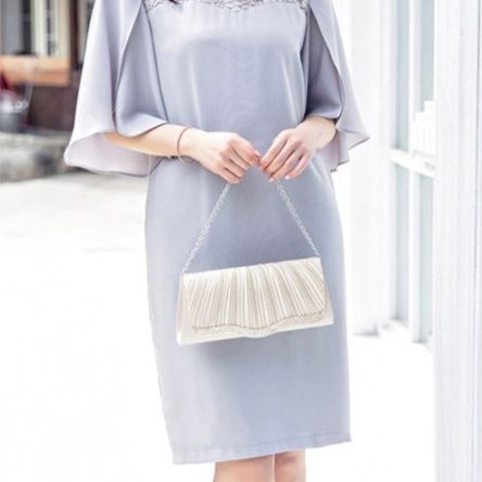 結婚式お呼ばれドレス プリーツ加工二通り使い鞄 結婚式二次会謝恩会対応