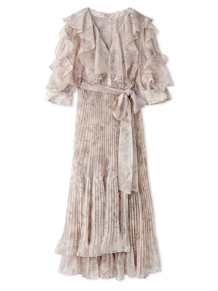 春風彩るシフォンロングドレス