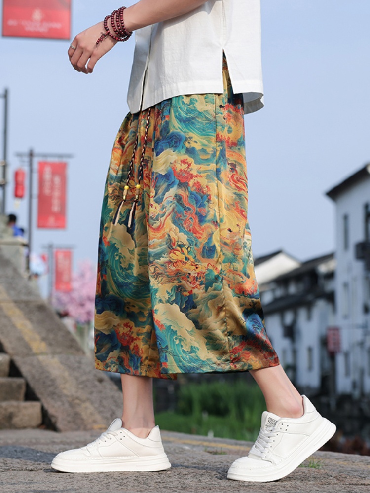 柄 パンツ 龍波濤 和風ワイドパンツ