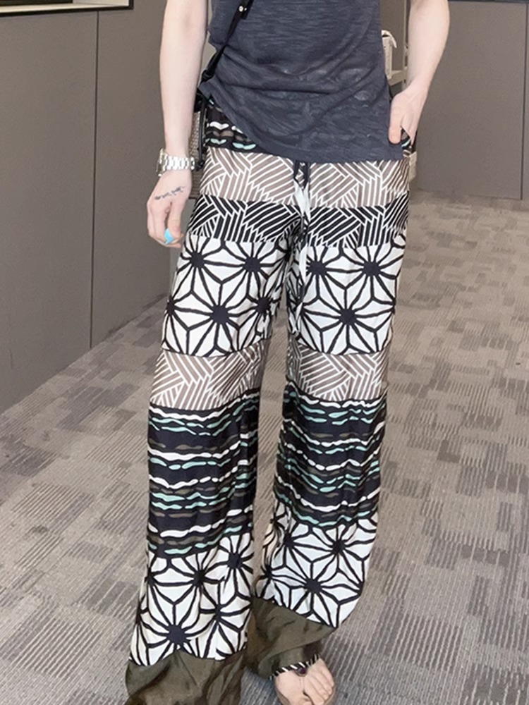 柄 パンツ 麗華模様ワイドパンツ