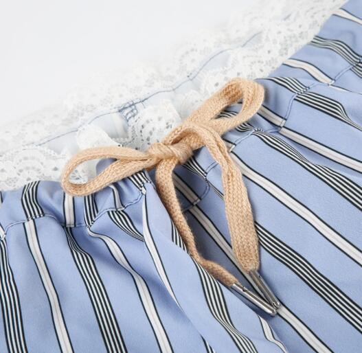 柄 パンツ 縦縞ストライプ柄ワイドパンツレディース