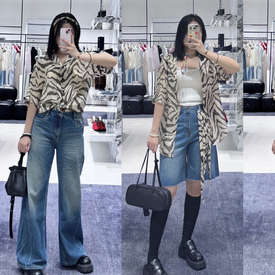 柄 パンツ 大胆しま模様の薄手ワイドパンツ