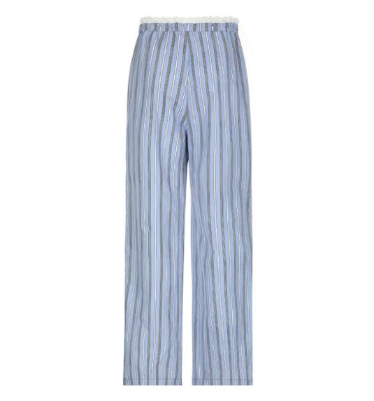 柄 パンツ 縦縞ストライプ柄ワイドパンツレディース