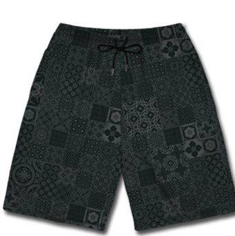 柄 パンツ モザイクペイズリー紋様ショートパンツ