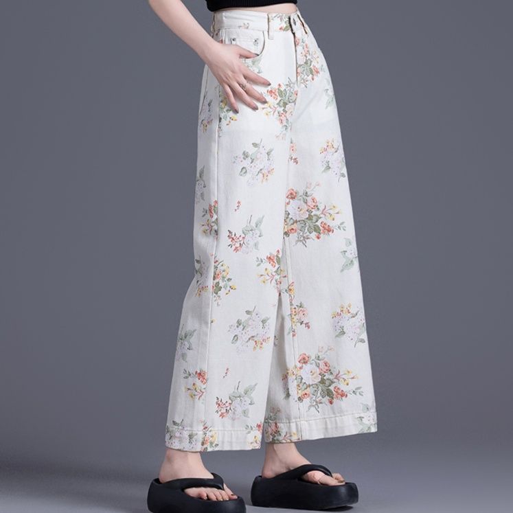 柄 パンツ 優美な花束ワイドパンツ
