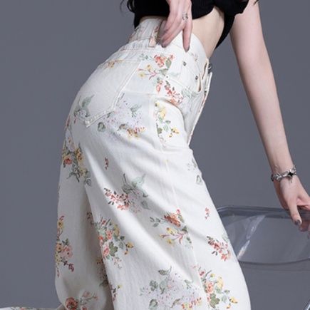 柄 パンツ 優美な花束ワイドパンツ
