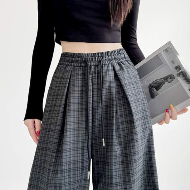 柄 パンツ チェック柄ワイドパンツ レディース ボトムス