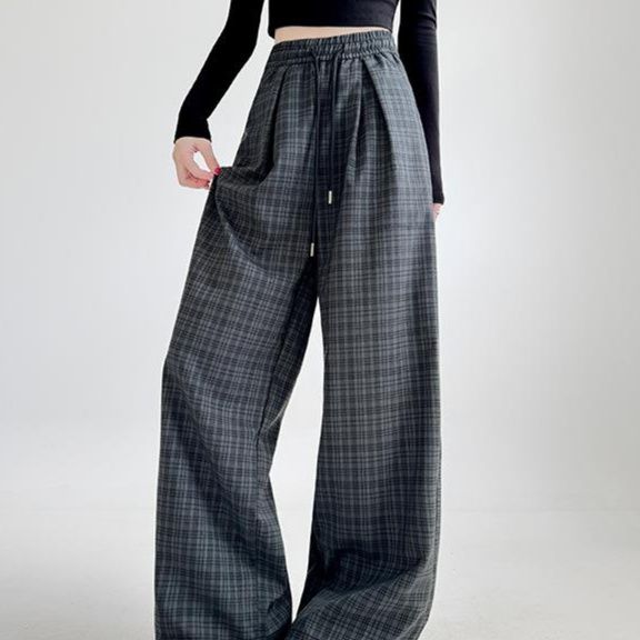柄 パンツ チェック柄ワイドパンツ レディース ボトムス