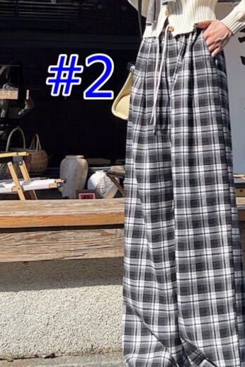 柄 パンツ チェック柄ワイドパンツ レディース ゆったりスラックス