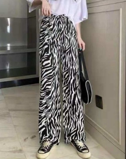 柄 パンツ ゼブラワイドシルエット