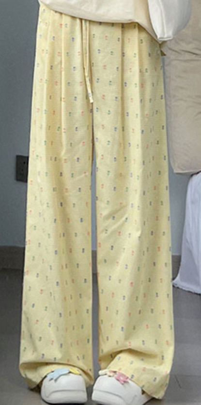 柄 パンツ ドット柄ワイドパンツ ゆったりリラックス
