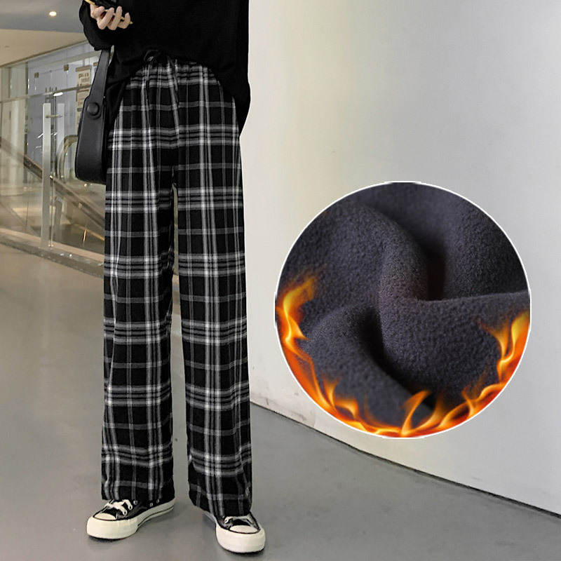 柄 パンツ チェック柄ワイドパンツ ゆったりロング丈ガウチョボトムス