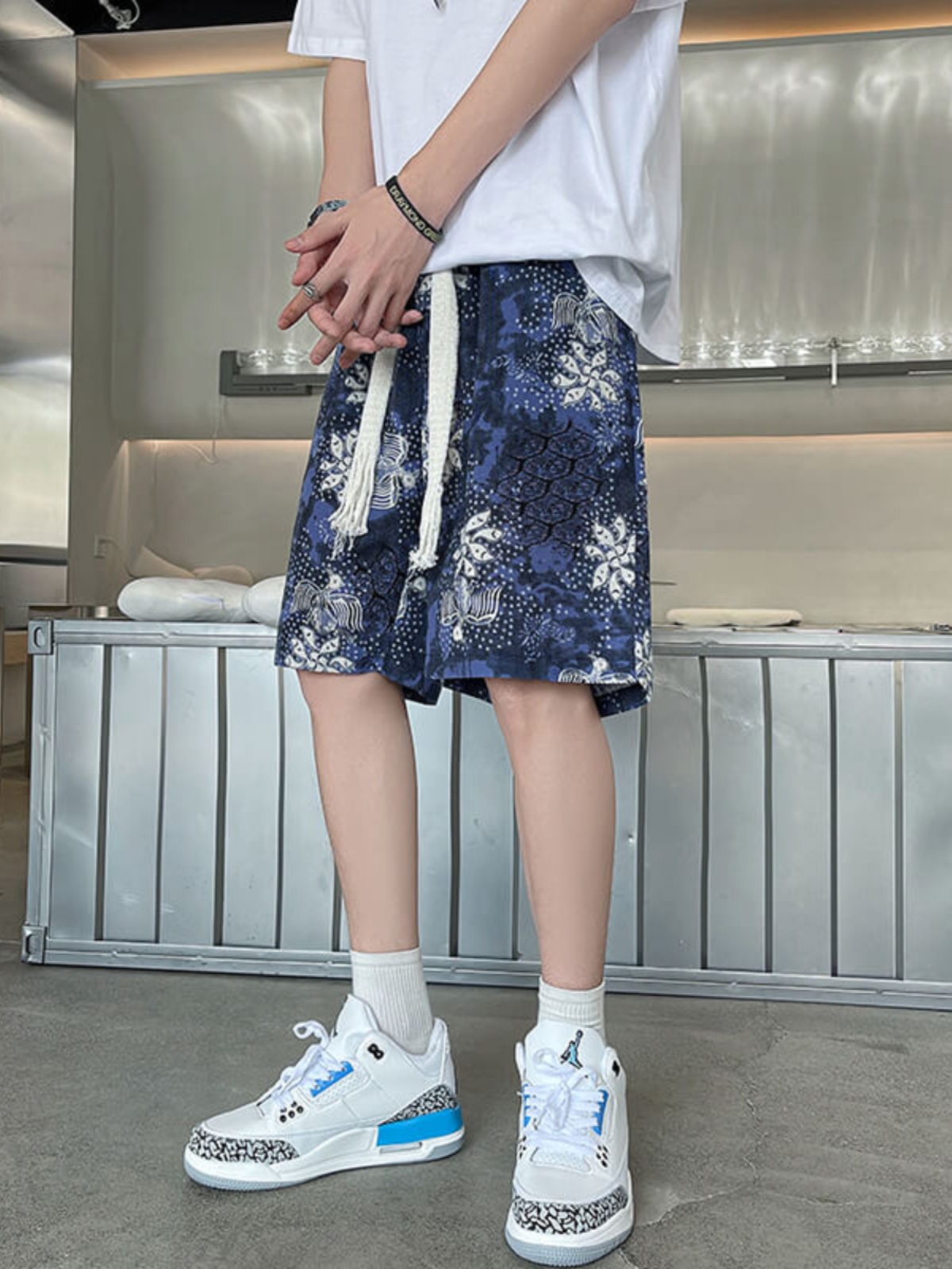 柄 パンツ 季節の花園ショートパンツ
